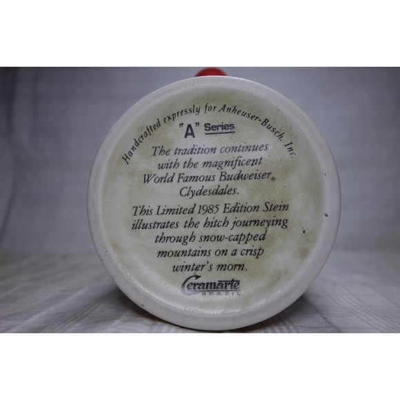Budweiser 1985 Collectible Holiday Stein Clydesdale A Series Limited Edition - Picture 10 of 11